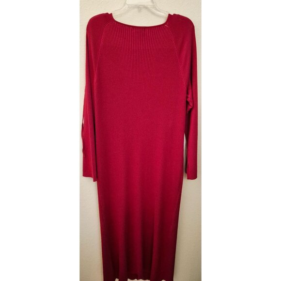 Sofia Jeans Red Knit Long Sleeve Stretchy Maxi Dress Halter Ties 2X NWT - Picture 4 of 10